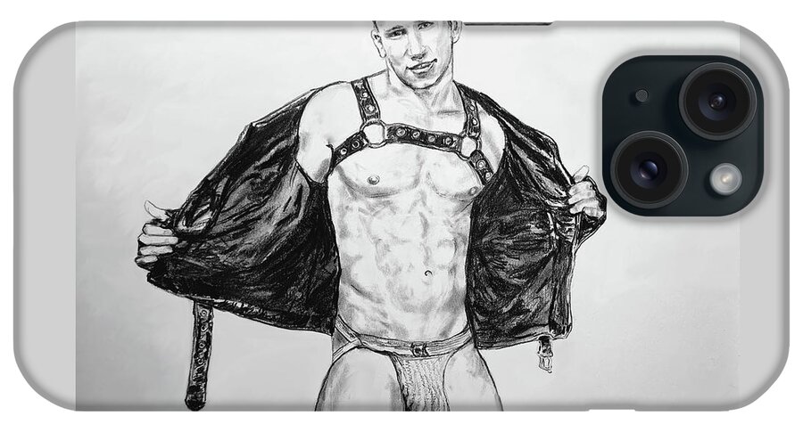 Leather iPhone Case featuring the drawing Kirby In Leather by Marc DeBauch