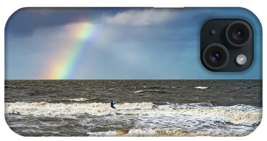 Rhyl iPhone Case featuring the photograph Kitesurfing Rhyl Wales by Adrian Evans
