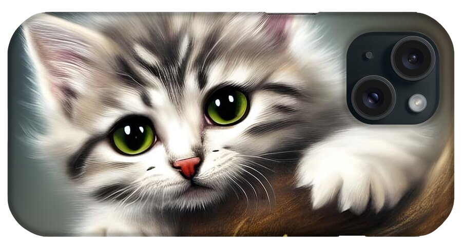 Digital iPhone Case featuring the digital art Kitty 1 by Beverly Read