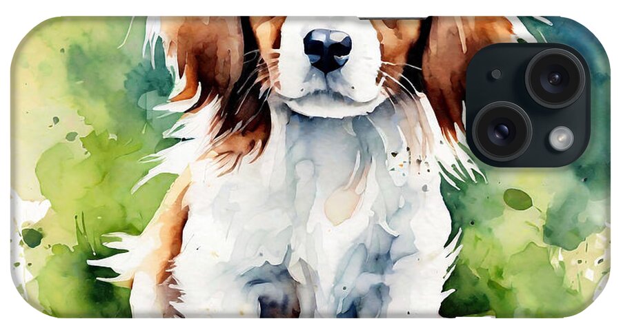 Kooikerhondje iPhone Case featuring the digital art Kooikerhondje Puppy Pets Dogs Lawn by Rhys Jacobson