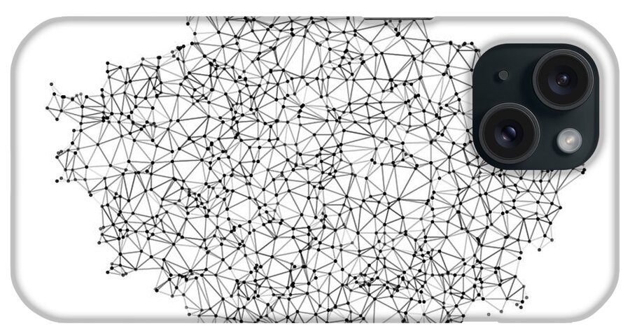 Abstract iPhone Case featuring the digital art Kosovo Map Network Black And White by Frank Ramspott