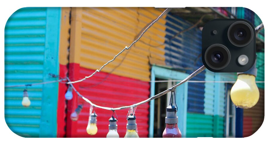 Buenos Aires iPhone Case featuring the photograph La Boca Lightbulbs by Wilko van de Kamp Fine Photo Art