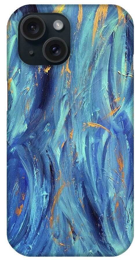 Blue iPhone Case featuring the painting La dance des Anges by Medge Jaspan