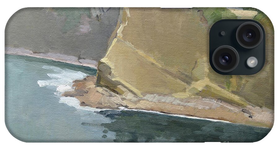 Bay iPhone Case featuring the painting La Jolla Bay, Cliffs along Coastwalk by Paul Strahm