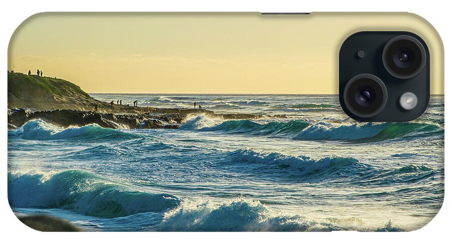 Golden iPhone Case featuring the photograph La Jolla Cove Rolling Waves by Local Snaps Photography