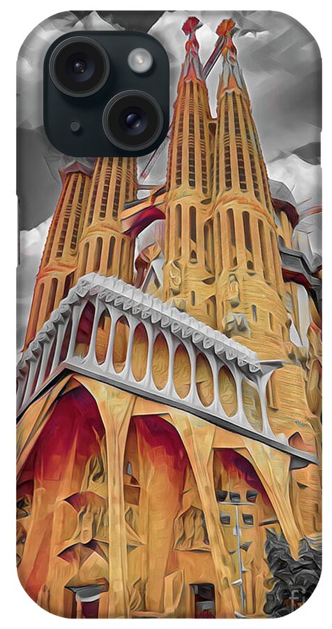 Barcelona iPhone Case featuring the photograph La Sagrada Famil Creative Series 2021 by Chuck Kuhn