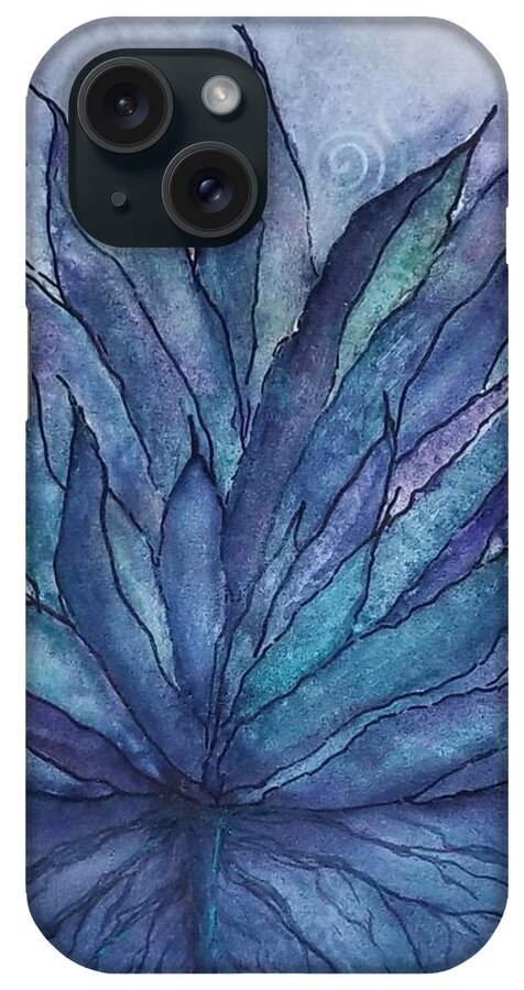 Watercolor iPhone Case featuring the mixed media La Terre Bleu by Terry Ann Morris
