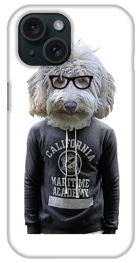 Labradoodle iPhone Case featuring the digital art Labradoodle hipster by Madame Memento