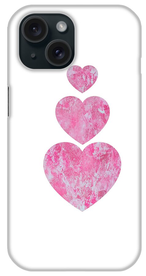 Hearts iPhone Case featuring the mixed media Lace Hearts in the Clouds by Moira Law