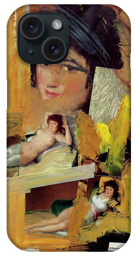 Collage iPhone Case featuring the mixed media Lady Goya by Nop Briex