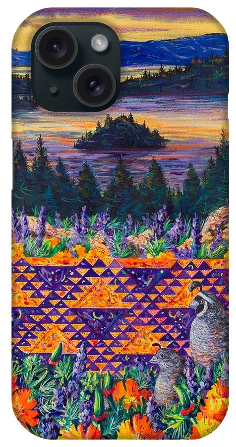 Lady Of The Lake Quilt Pattern Featuring Emerald Bay iPhone Case featuring the painting Lady of the Lake by Diane Phalen