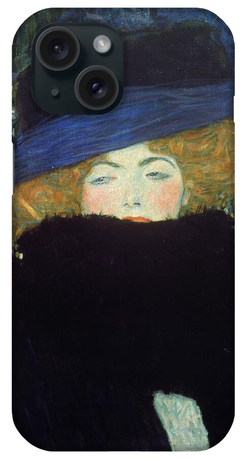Klimt iPhone Case featuring the painting Lady with a hat and a feather boa by Gustav Klimt