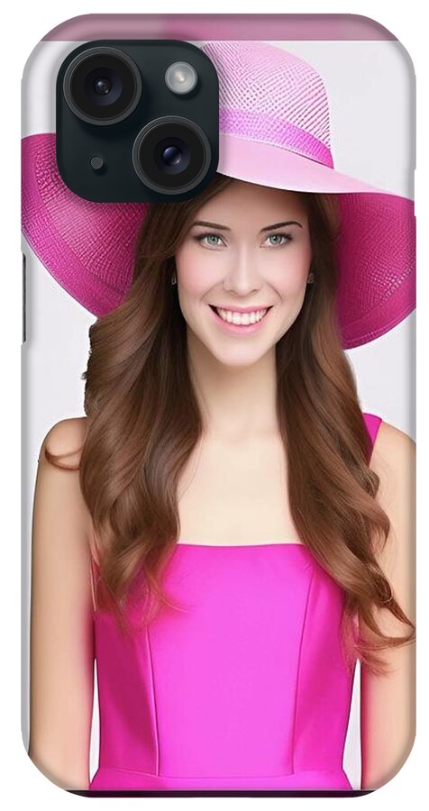 Lady iPhone Case featuring the digital art Lady with the Pink Hat 2 by Denise F Fulmer