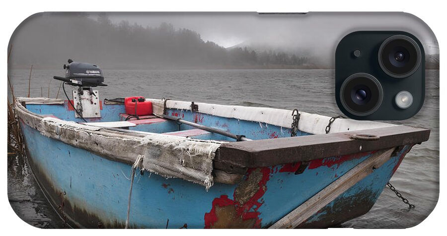 San Diego iPhone Case featuring the photograph Lake Cuyamaca Boat in Fog and Rain by William Dunigan