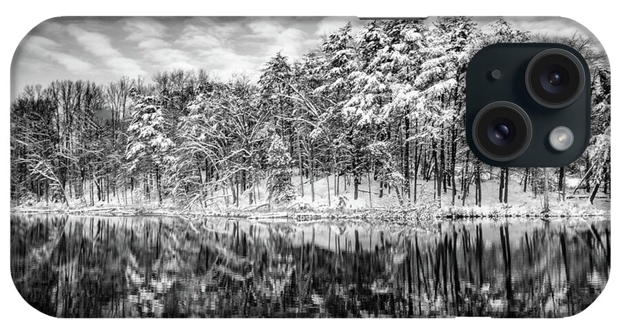 Black And White iPhone Case featuring the photograph Lake Tighlman in Winter by Addison Likins