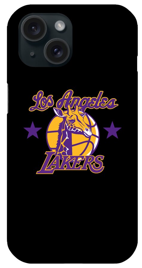 Los Angeles iPhone Case featuring the digital art Lakers Giraffe by Jeremy Nash