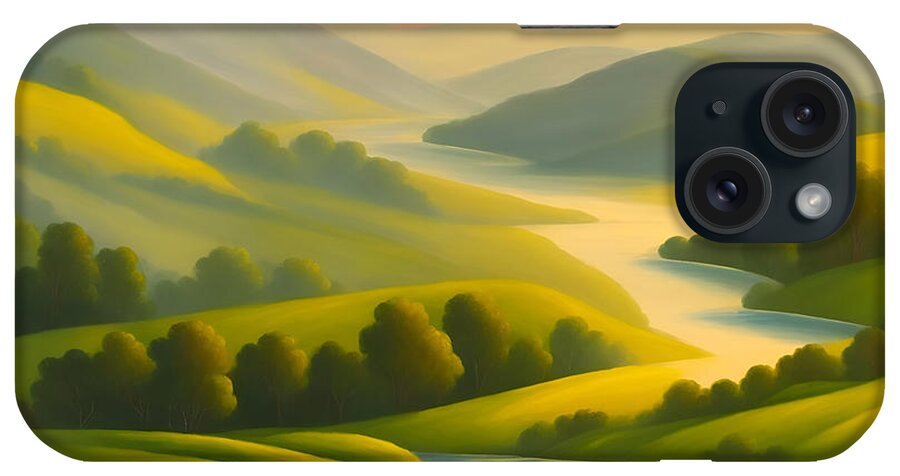 Landscape iPhone Case featuring the digital art Landscape #3 by Mark Greenberg