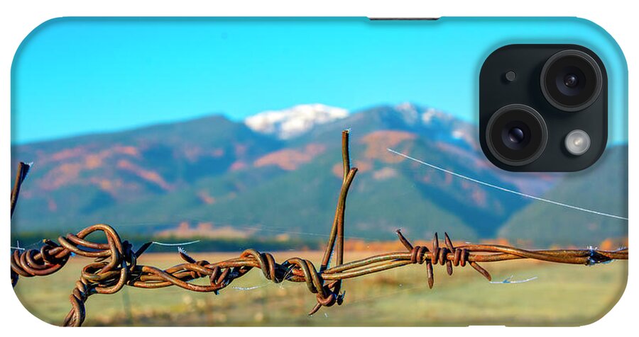 Barbed Wire iPhone Case featuring the photograph Landscape Through The Wire by Pamela Dunn-Parrish