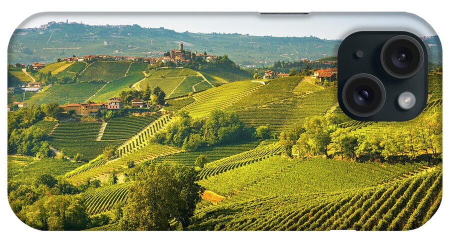 Vineyards iPhone Case featuring the photograph Langhe vineyards landscape and Castiglione Falletto, Italy by Stefano Orazzini