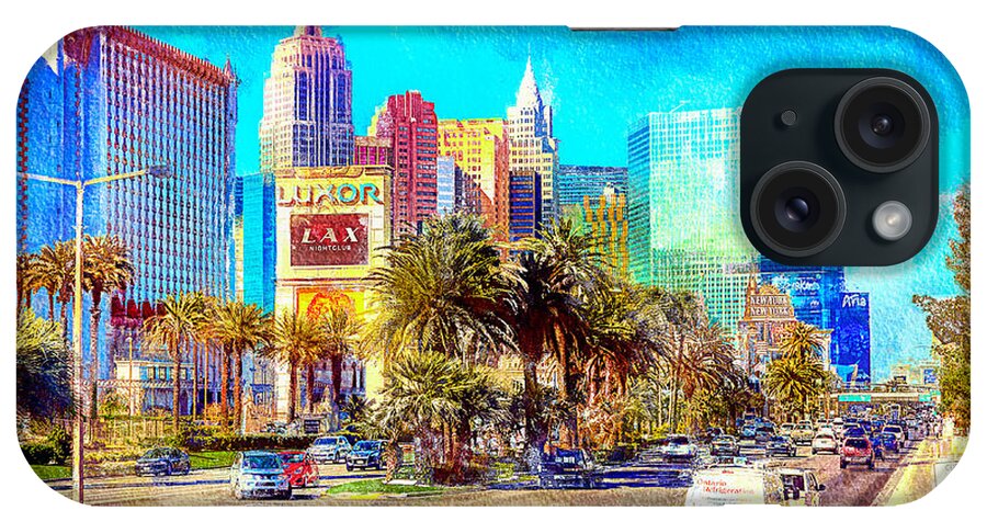 Las Vegas iPhone Case featuring the mixed media Las Vegas Strip at Luxor by Tatiana Travelways