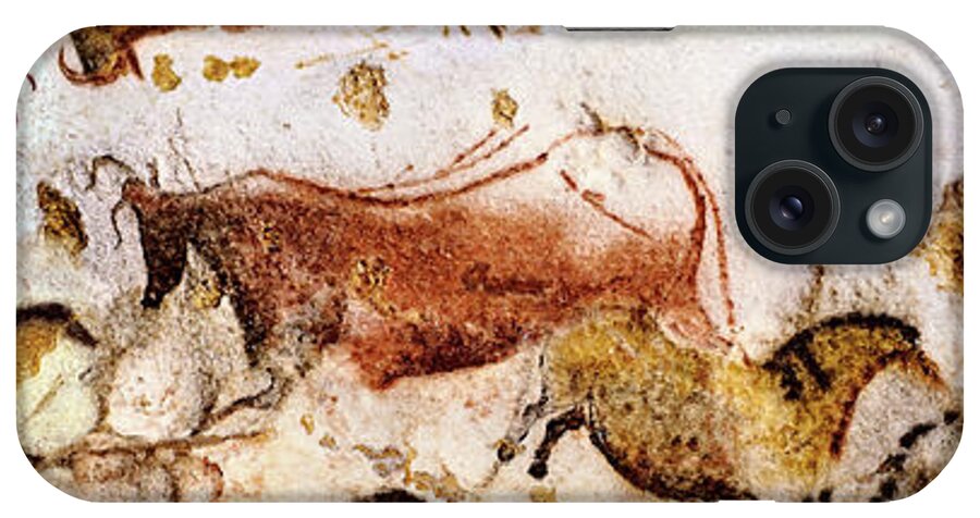 Lascaux iPhone Case featuring the digital art Lascaux Cows Horses and Deer by Weston Westmoreland