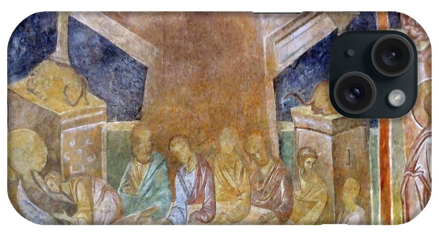 12th Century iPhone Case featuring the photograph Last Supper, Orthodox Christian frescoes,, Ivanovo, Bulgaria by Steve Estvanik