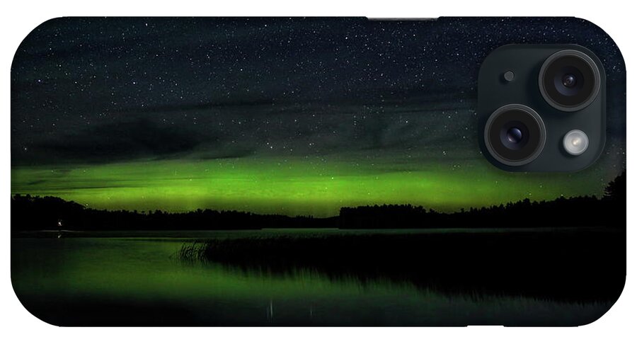 Aurora Borealis iPhone Case featuring the photograph Late Summer Aurora Over Gilmore Lake by Dale Kauzlaric