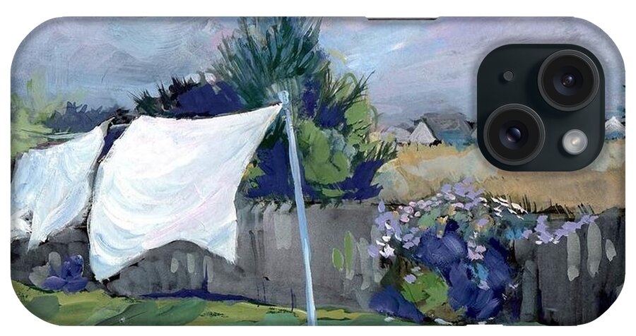 Landscape iPhone Case featuring the painting Laundry Day by Sheila Wedegis