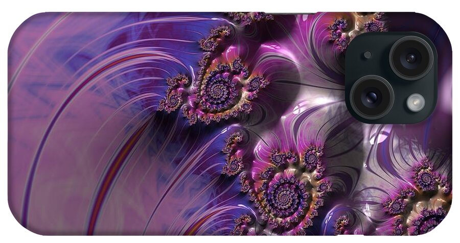 Fractal iPhone Case featuring the digital art Lavender Fractal by Bonnie Bruno