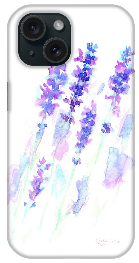 Lavender iPhone Case featuring the painting Lavender impression by Karen Kaspar