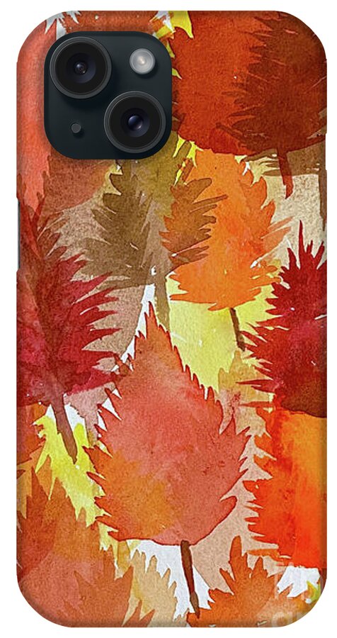 Leaves iPhone Case featuring the painting Layered Leaves by Lisa Neuman