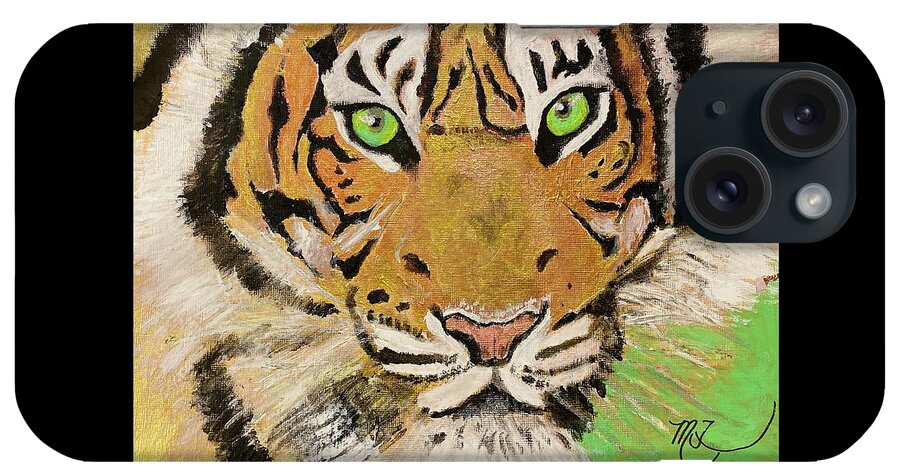 Tiger iPhone Case featuring the painting TIGER Le Tigre Magnifique by Melody Fowler
