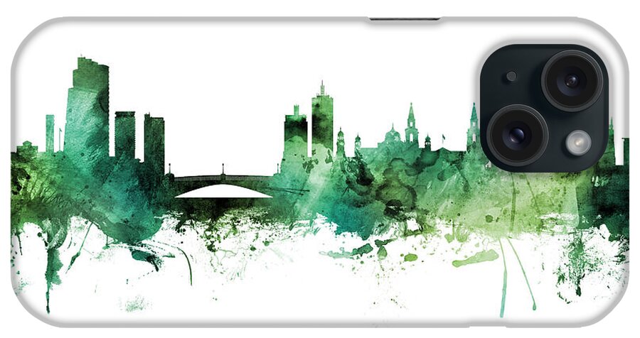 Leeds iPhone Case featuring the digital art Leeds England Skyline #76 by Michael Tompsett