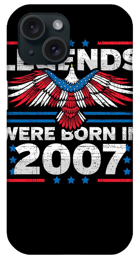Retro iPhone Case featuring the digital art Legends Were Born in 2007 Patriotic Birthday by Flippin Sweet Gear