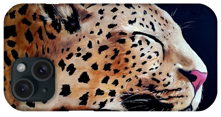 Skunk iPhone Case featuring the painting Leopard by Joyce Auteri