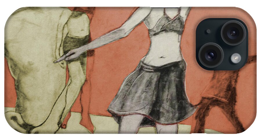Charcoal iPhone Case featuring the mixed media Let's Dance by PJ Kirk