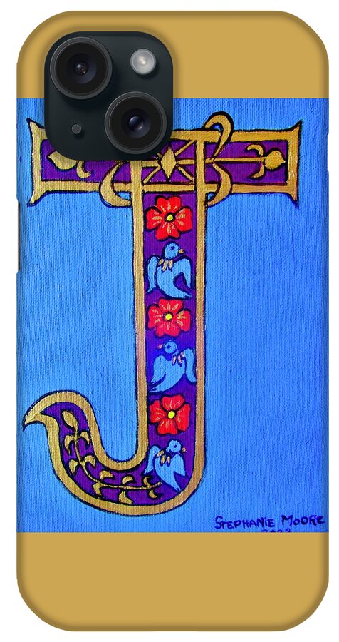 Letter iPhone Case featuring the painting Letter J by Stephanie Moore