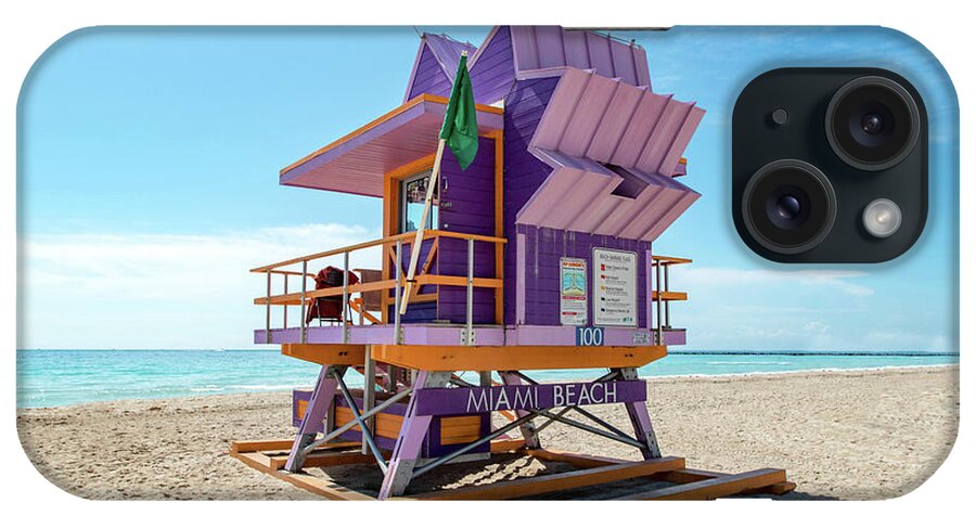 Atlantic iPhone Case featuring the photograph Lifeguard Tower 100 South Beach Miami, Florida by Beachtown Views