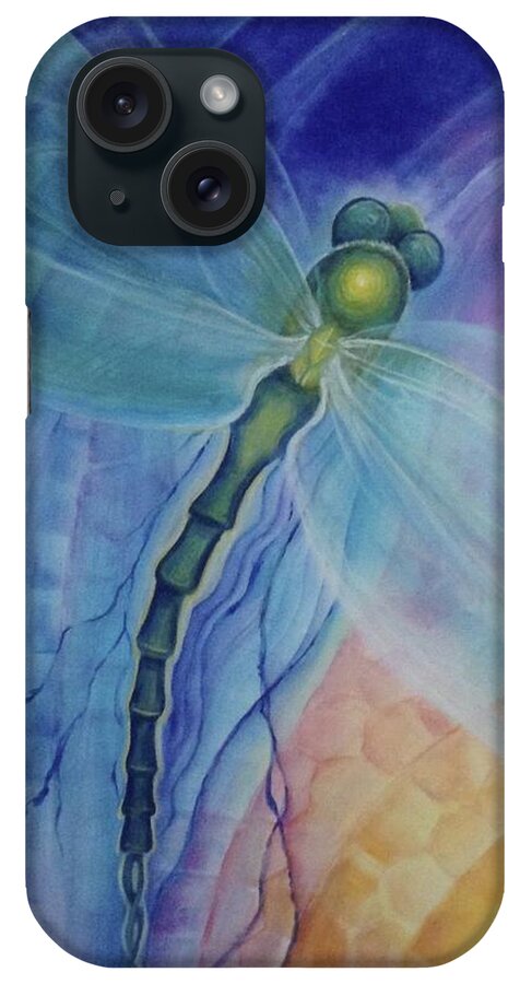 Dragonfly iPhone Case featuring the painting Light Healer by Kristine Izak