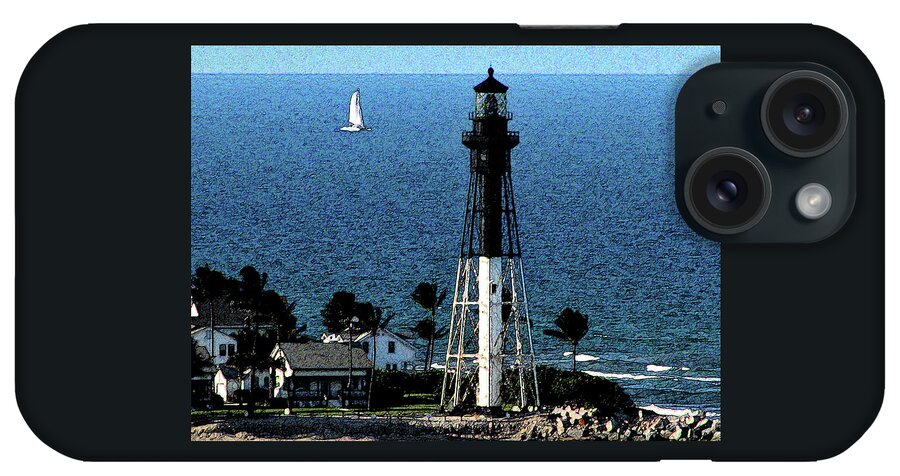 Lighthouse iPhone Case featuring the photograph Lighthouse and Catamaran at Hillsboro Beach Florida by Corinne Carroll