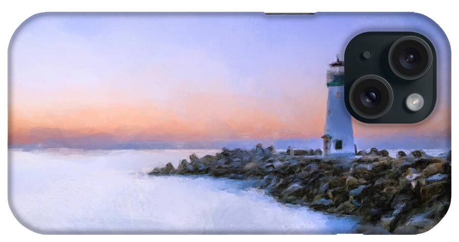  iPhone Case featuring the painting Lighthouse Sunrise by Gary Arnold
