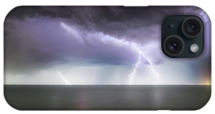 Lightning iPhone Case featuring the photograph Lightning On The Lake by Ally White