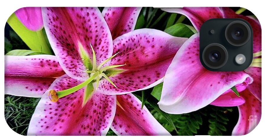 Art iPhone Case featuring the photograph Lilies In Fuchsia by Jeannie Rhode
