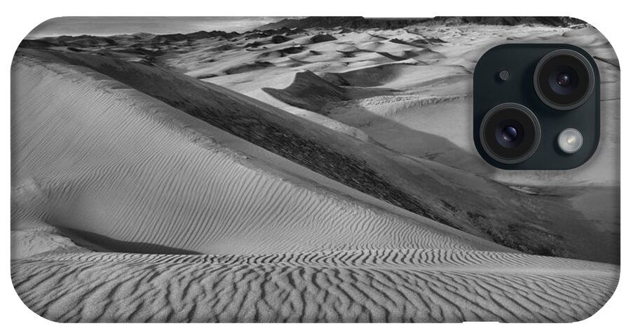 Great iPhone Case featuring the photograph Lines On The Colorado Sand Dune Ridge Black And White by Adam Jewell