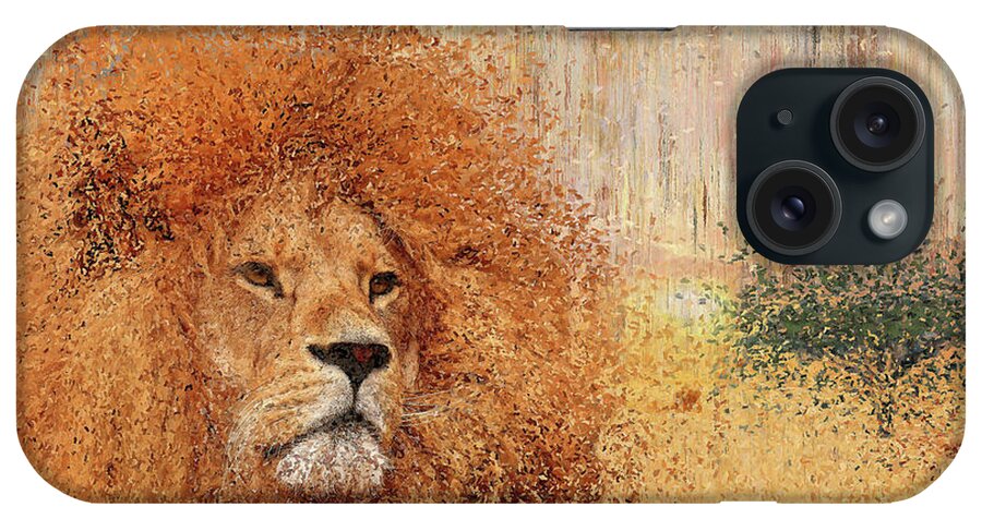 Lion iPhone Case featuring the painting Lion by Alex Mir
