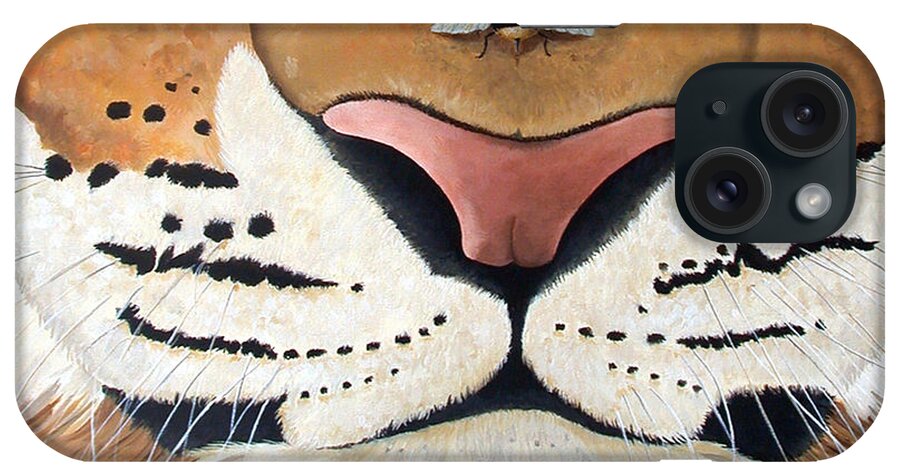 Tiger Face Mask iPhone Case featuring the painting Tiger Face Mask by Debbie Marconi