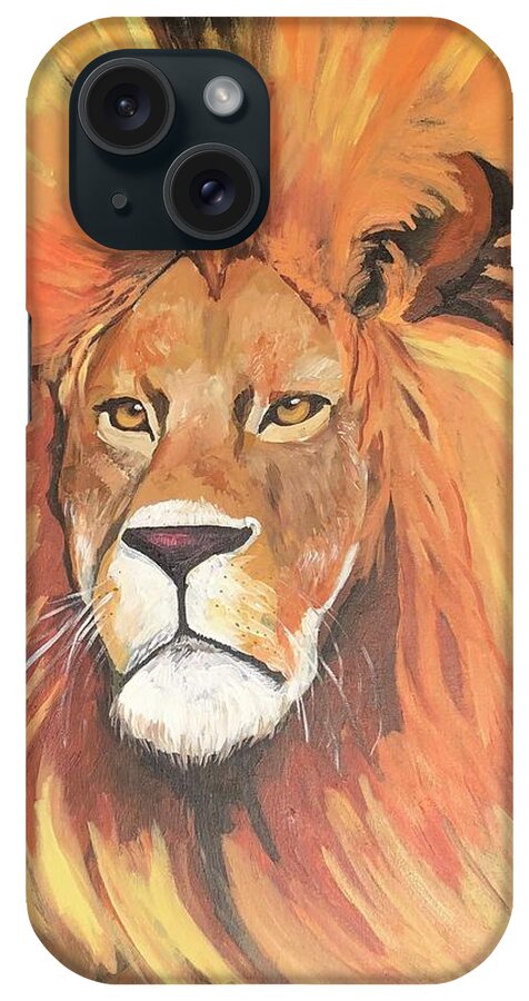  iPhone Case featuring the painting Lion by Jam Art