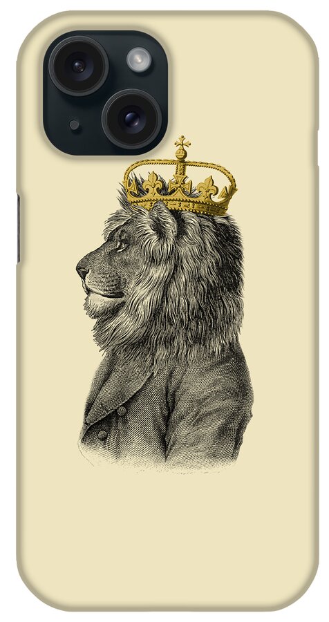 Lion iPhone Case featuring the digital art Lion the King of the jungle by Madame Memento