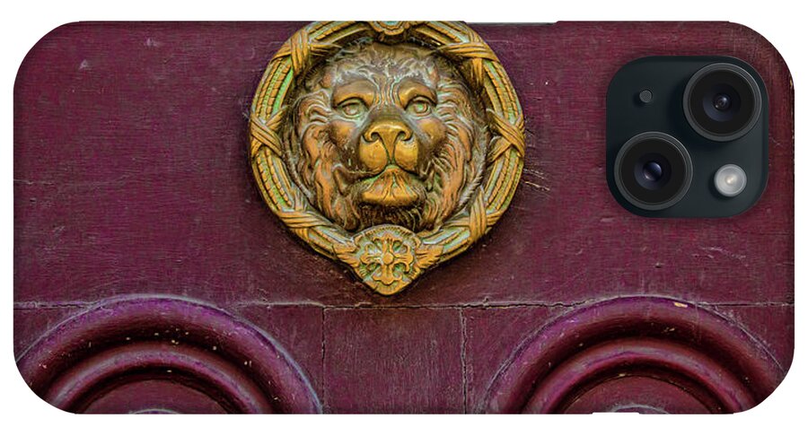 Door iPhone Case featuring the photograph Lions Head Door in Jim Thorpe by Kristia Adams