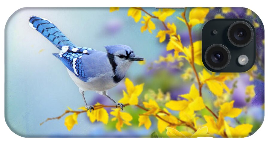 Blue Jay iPhone Case featuring the digital art Little Blue Jay by Morag Bates